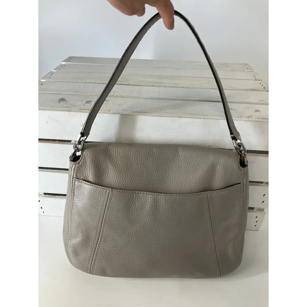 MICHAEL KORS, GRAY MEDIUM PEBBLED LEATHER SHOULDER BAG